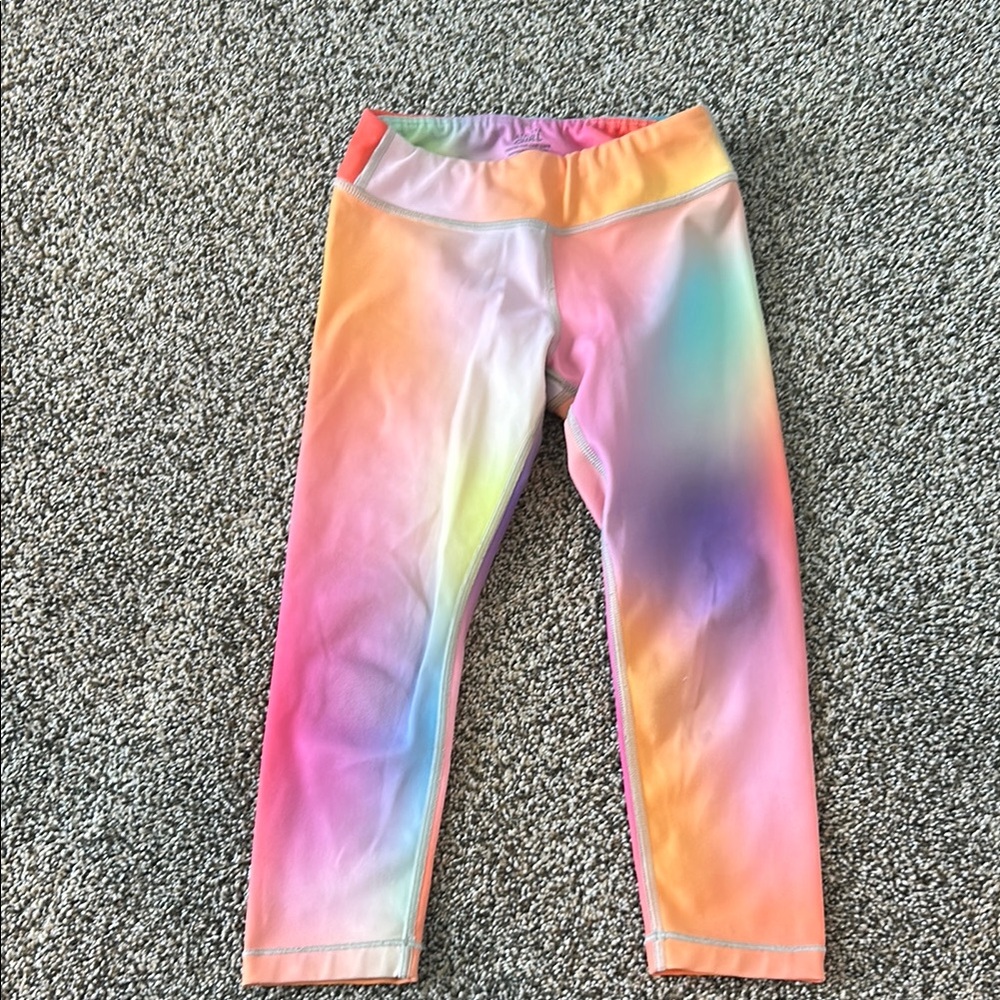 Athleta Red and Pink Leggings with Elastic Waistband